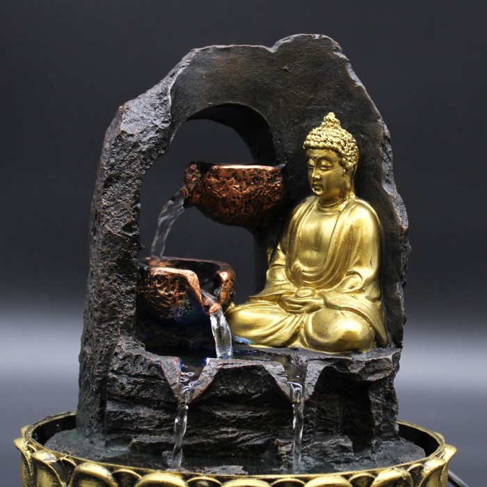 Σιντριβάνι Golden Meditating Buddha 30cm Για το σαλόνι